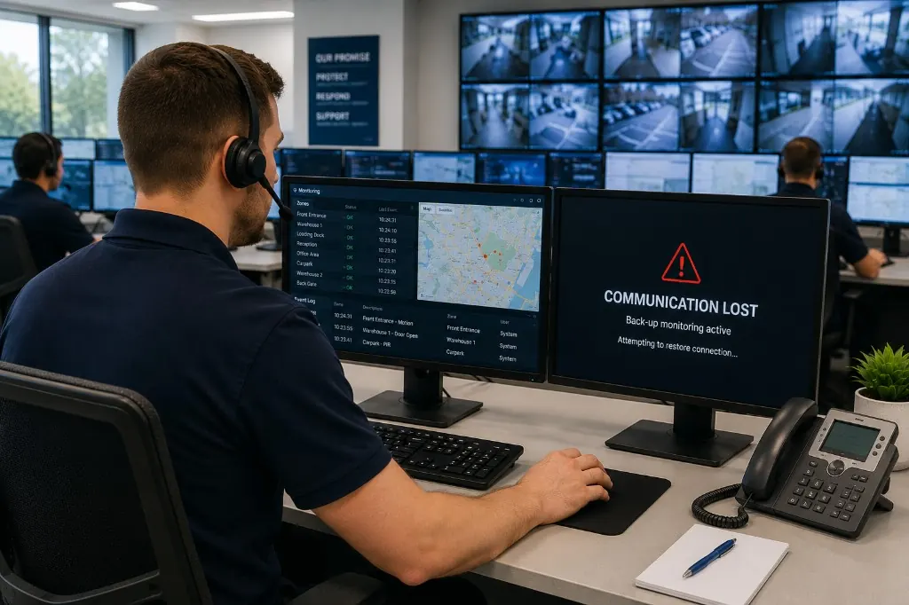 Operators in a professional back-to-base monitoring centre