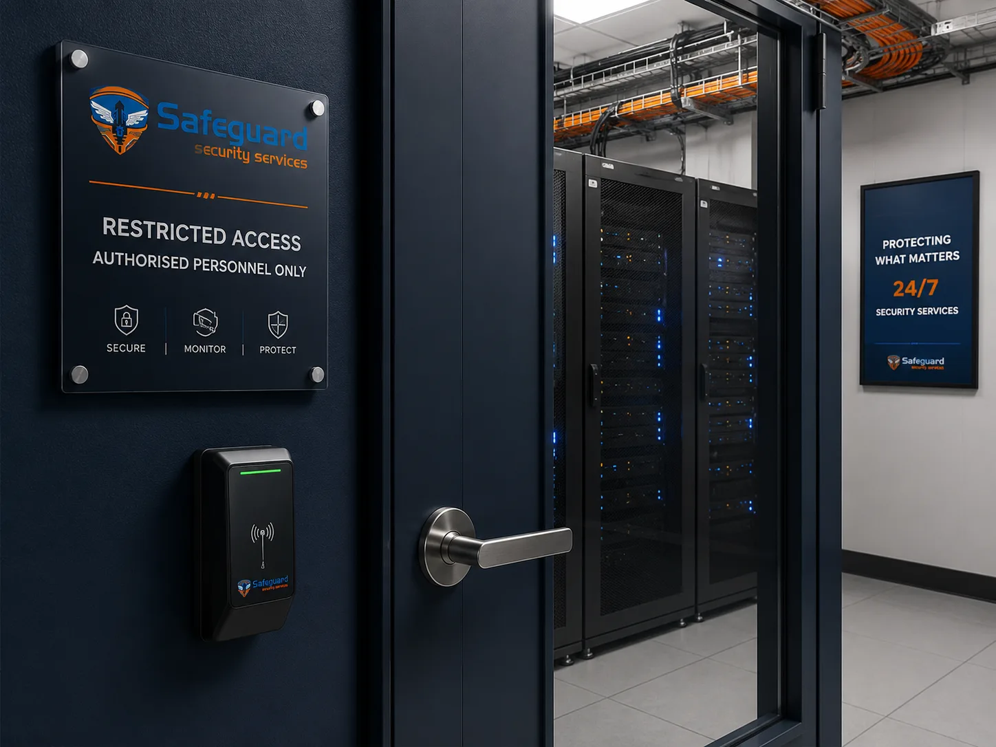 Card reader on a restricted server-room door