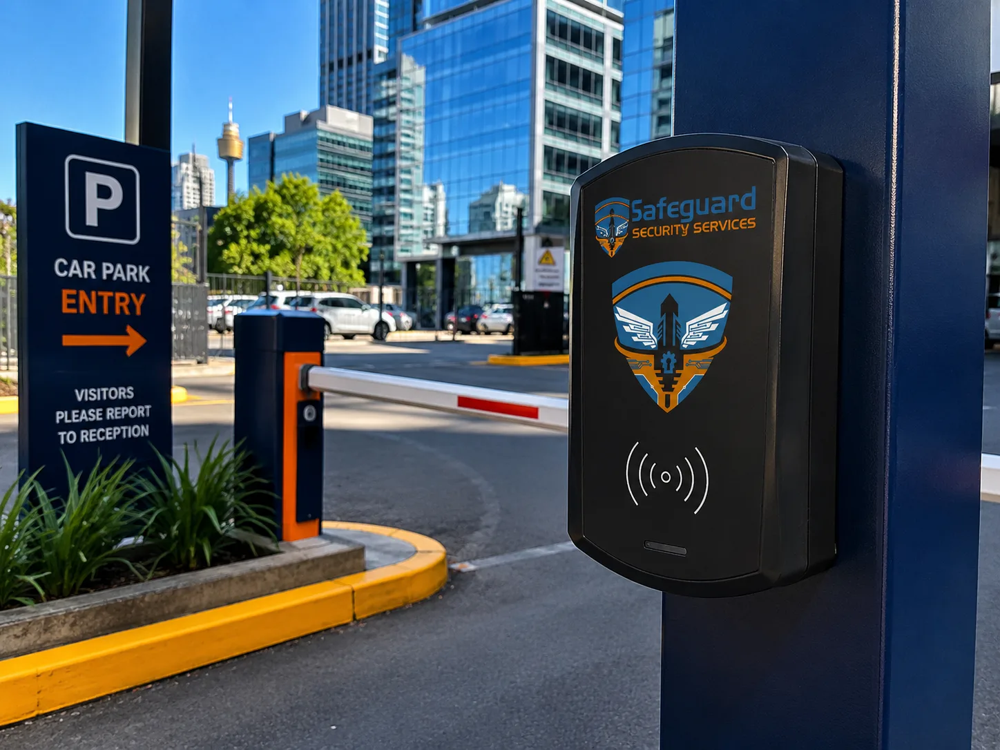 RFID reader at a car park boom gate
