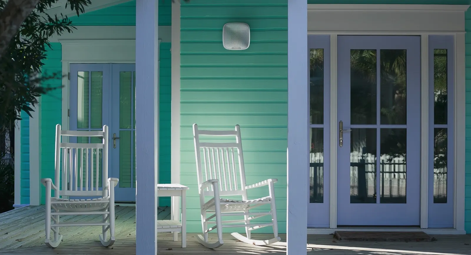 Ajax outdoor alerting device on a residential porch