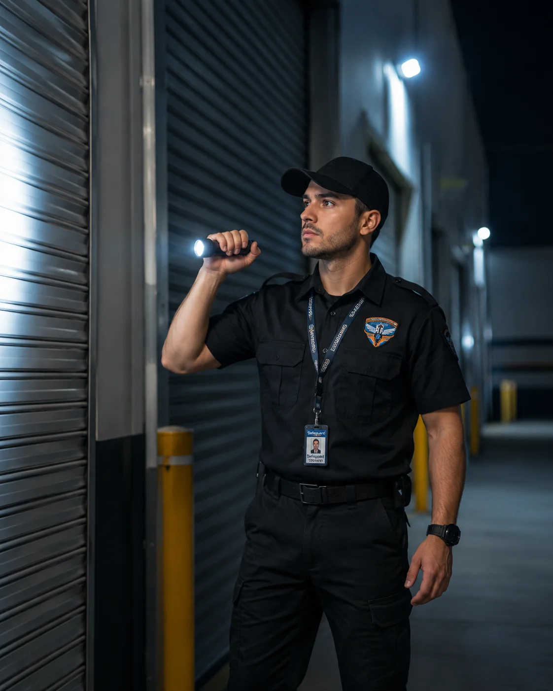 Night perimeter check by a Sydney patrol officer