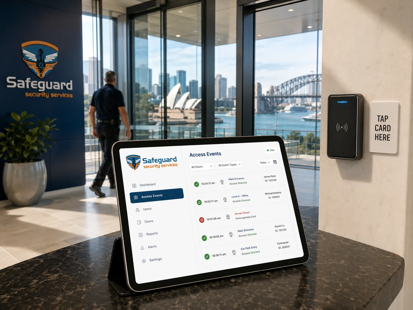 Access and alert events in the Safeguard Solutions console