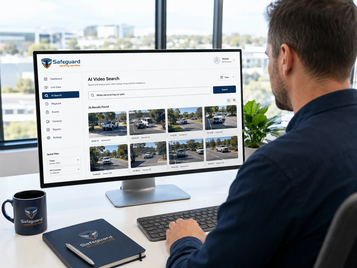 AI video search on Safeguard Solutions console