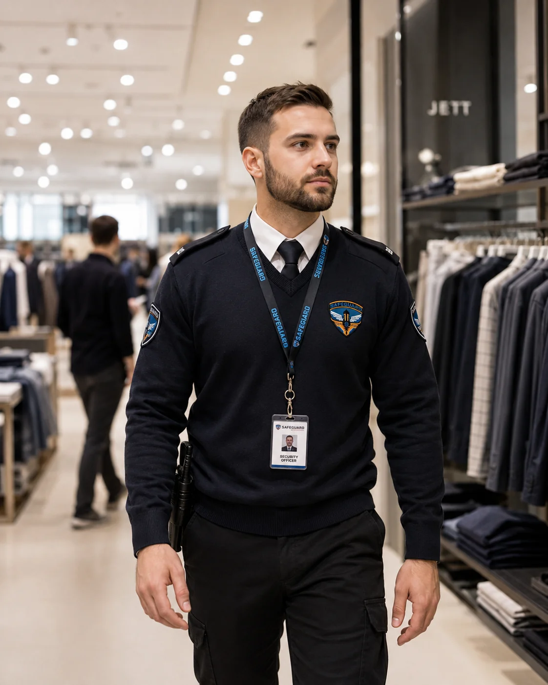 Concierge security officer at a building reception desk