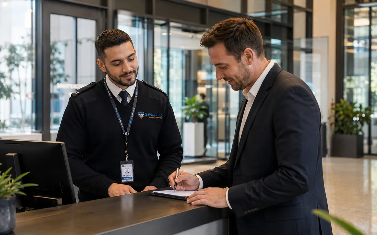 Guard managing visitor access in Sydney