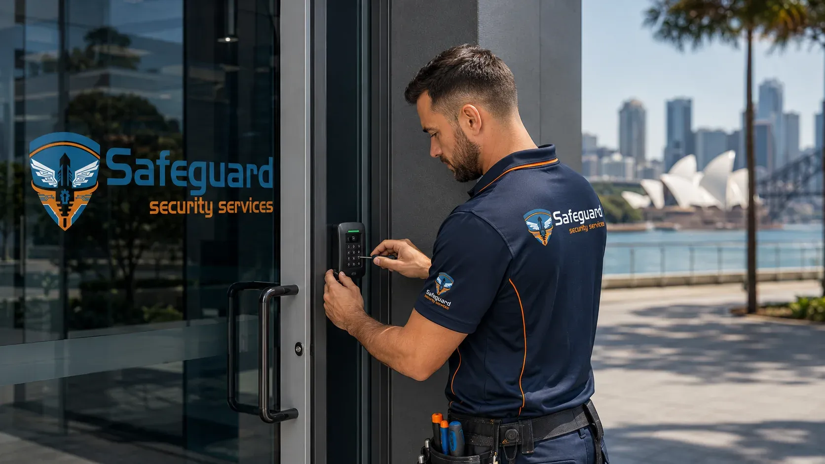 Access reader at a Sydney building entrance