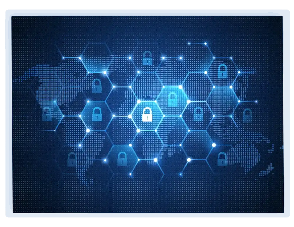 Connected locks across a map, illustrating NX Cloud connectivity.